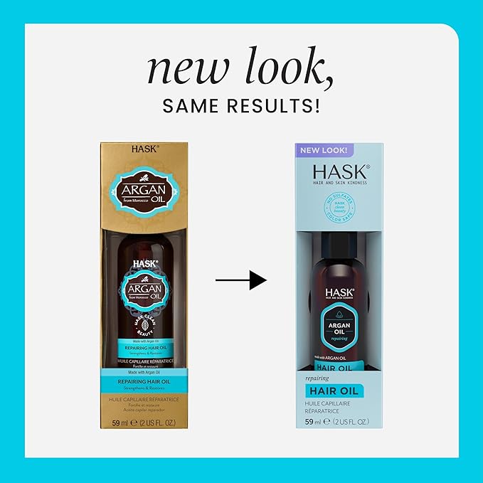 HASK ARGAN Repairing Hair Oil for shine and frizz control for all hair types, color safe, gluten free, sulfate free, paraben free - 2 Hair Oils