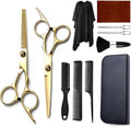Hair Cutting Scissors Kit 11PCS, Professional Haircut Scissors with Japanese Stainless Steel Shears, Thinning Shears, Haircut Accessories in Leather Case for Salon/Home (Gold)