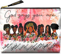 Cute Makeup Bag for Purse Waterproof Cosmetic Bags for Women Funny Smooth Zipper Travel Toiletry Pouch 10X8 Inches-African American Afro Makeup pouch