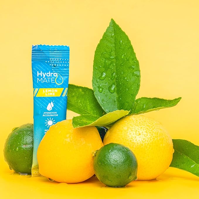 HydroMATE Electrolyte Powder Lemon Lime Hydration Packets Low Sugar 16 Count