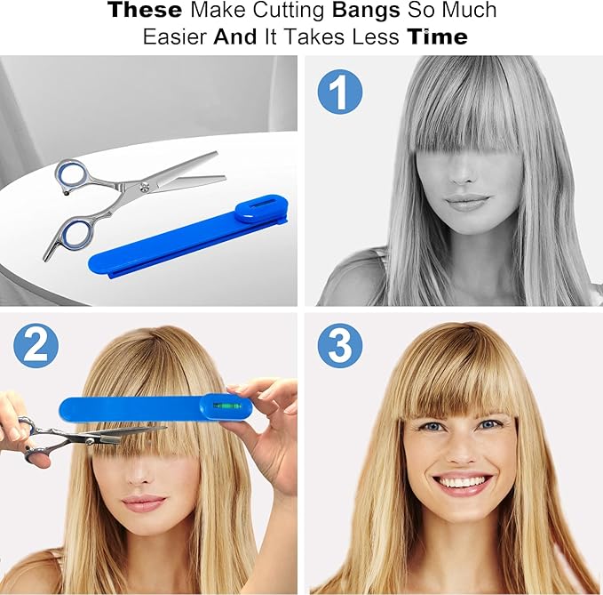 Hair Cutting Scissors, Hair Cutting Kit Women, DIY Home Hair Cutting Tools for Bangs Cutter, Layers, and Split Ends, Scissors for Cutting Baby Hair(Set of 3) Color Blue