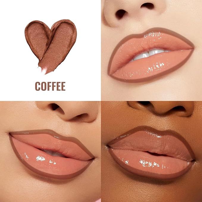 Vevivia Lip Stain - Lip Liner Stain, Long Lasting Peel Off Lip Stain, Natural Peel Off Lip Liner Stain with Tweezer, Easy to Use, Waterproof, Smudge-proof, Transfer-proof, Coffee