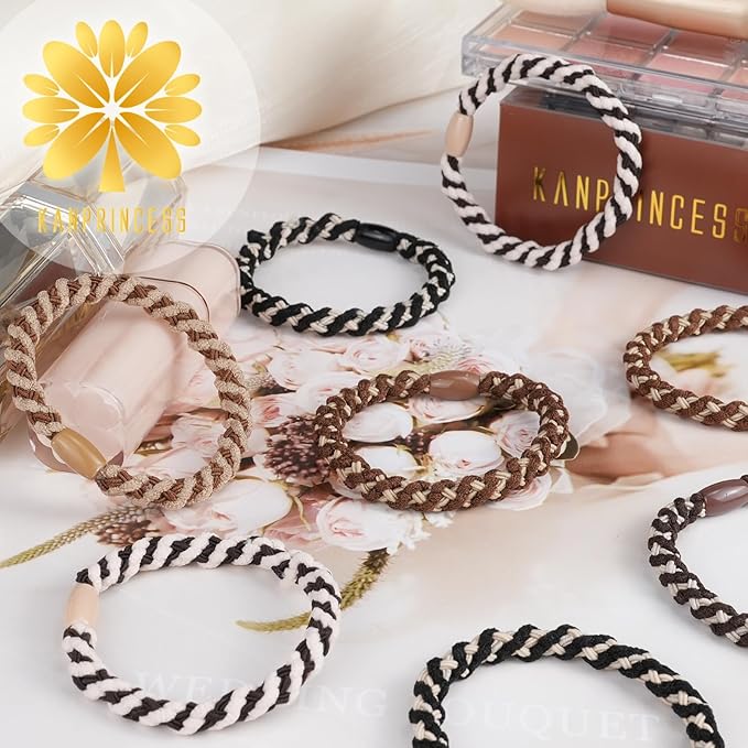 20Pcs Hair Ties For Thick Hair, Strong Stretchy Hair Bands For Women Girls, No Slip Braided Hair Ties No Damage, Ponytail Holders-Exceptionally Secure with Gentle Hold (Set 4)