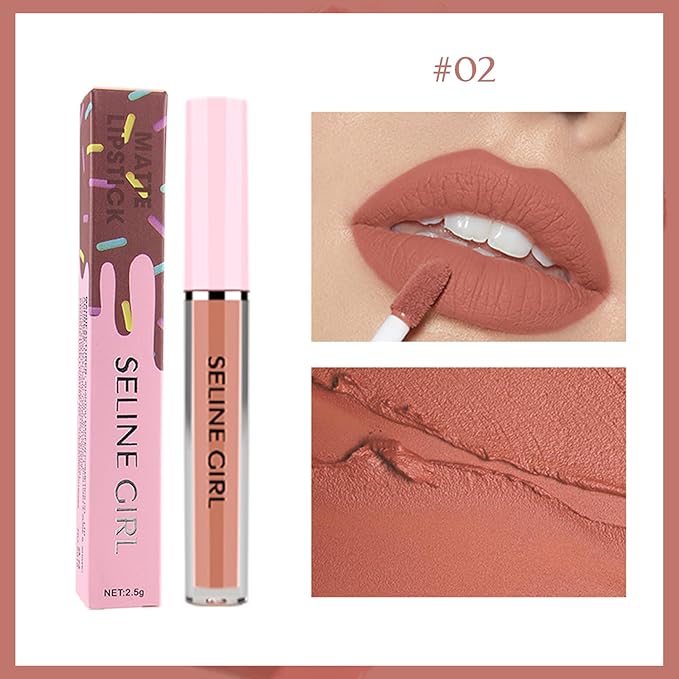 Matte Lip Gloss, Lip Gloss Silky Smooth Finish, Lipgloss Makeup Colorful and Creamy Texture, Lipstick for Every Occasion, Lip Oil Moisturizing and Hydrated #02