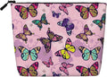 MOLAIGIN Pink Butterfly Butterflies Cosmetic Bag For Women, Travel Makeup Bag, Toiletry Zipper Bag, Large Capacity Aesthetic Cases