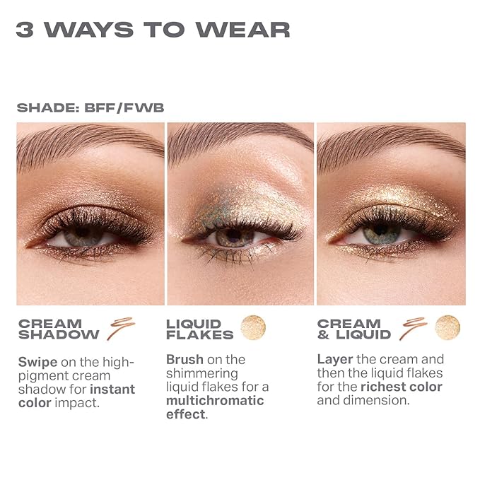 Morphe Mixed Signals Dual-Ended Eyeshadow Stick - Cream Eyeshadow Pigment & Chrome Liquid Flakes for Bold, Layered Eye Makeup Looks - BFF/FWB (0.96 oz)