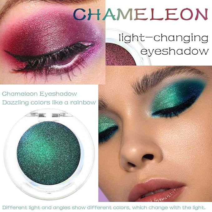 evpct 2Pcs Duochrome Chameleon Chrome Multichrome Eyeshadow Makeup Palette Set Women, Sapphire blue Purple Gold Metallic Holographic Glitter Sparkle Shimmer Loose Eyeshadow Eye Shadow Palette Makeup