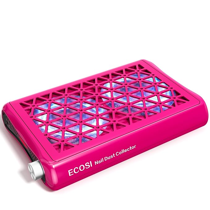 Nail Dust Collector, ECOSI 1600PA Professional Nail Dust Collector, 10-speed Adjustable Suction Nail Fan Dust Collector with Filter Papers (30 Pcs) for Manicure, Salon Nail Tech & Home
