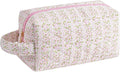 JOVAKIT Travel Makeup Bag Cosmetic Bag for Women, Christmas Gifts, Small Floral Flowers Coquette Toiletry Bag with Handle, Zipper Make Up Pouch Organizer Bag Trendy Stuff (Pink Floral)