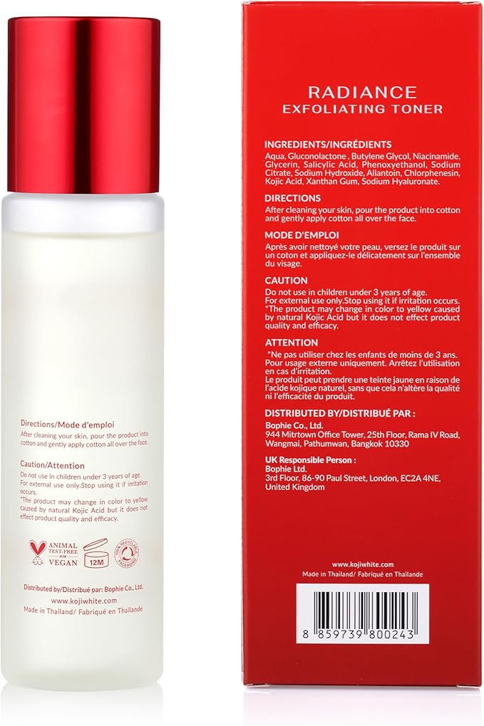 Koji White Exfoliating Toner for Face with 5% PHA BHA Toner, 2% Niacinamide, Kojic Acid & Hyaluronic Acid | Hydrating & Soothing Facial Toner | Unscented, Sensitive, Vegan, 150ml (5.07 Fl Oz)
