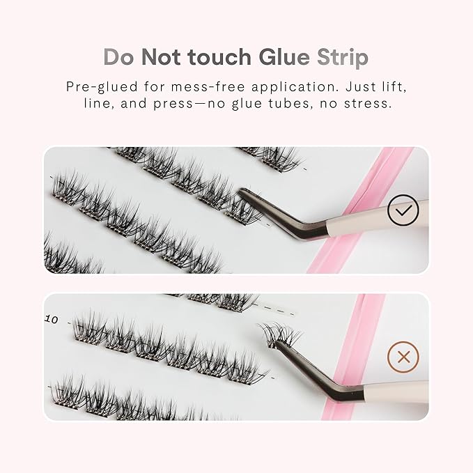 Silly George Single-Size Pop-On Lashes - DIY 1-Step Pre-Glued Faux Eyelash Cluster Kit, Natural Look Extensions, Pack of 24 Individual Clusters, Black - Rosy, 12mm
