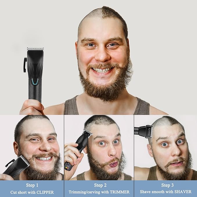 Professional Hair Clippers & Hair Trimmer & Foil Shaver Kit for Men, Beard Trimmer Clippers and Trimmers Set, Cordless Mens Hair Clippers for Hair Cutting, Grooming, Face, Family, Barber