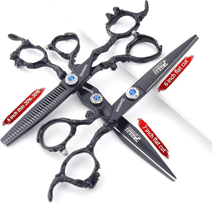 6/7/8/9-inch professional hair clipper set, stainless steel sharp hair clippers, hairdresser specific scissor((6+7) inches, 3 pieces)