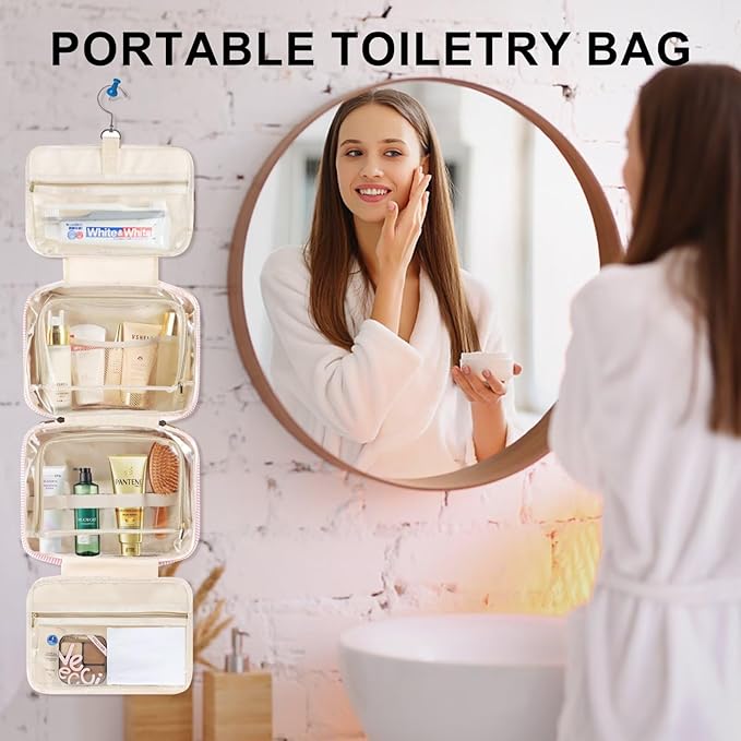 TOPEAST Travel Toiletry Bag for Women - Hanging Toiletry Bag, Large Capacity Personalized Travel Toiletry Bag and Makeup Bag, Travel Essentials Portable Toiletries Travel Bag - Letter D, Purple