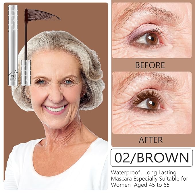 2Pack Brown Mascara for Women, Prime Waterproof Volume and Length for Hypoallergenic Máscara with Long Lasting, Hypoallergenic, Lightweight for Sensitive Eyes-02