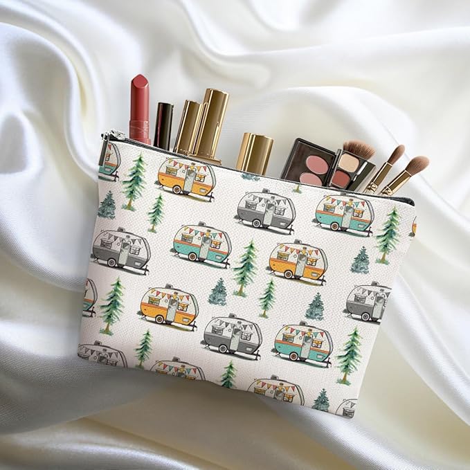 Camping Gifts for Women Camping Makeup Bag Camper Cosmetic Bag for Women Girls Camper Lovers Best Friend Daughter Travel Organizer Zipper Pouch Graduation Birthday Friendship Gifts