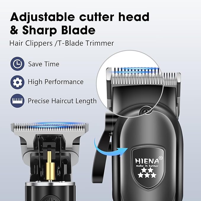 HIENA PRO Professional Hair Clippers Set for Men,Cordless Rechargeable Clippers Set and Trimmers Kit, Haircut Clipper Set for Barbers with LED Display, Gifts for Men