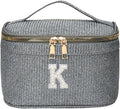EURYNOME Makeup Bag with Custom Letter K, Water-Resistant Travel Organizer Pouch, (8.3x5.1x5.1 Inch) Cosmetic Case for Women