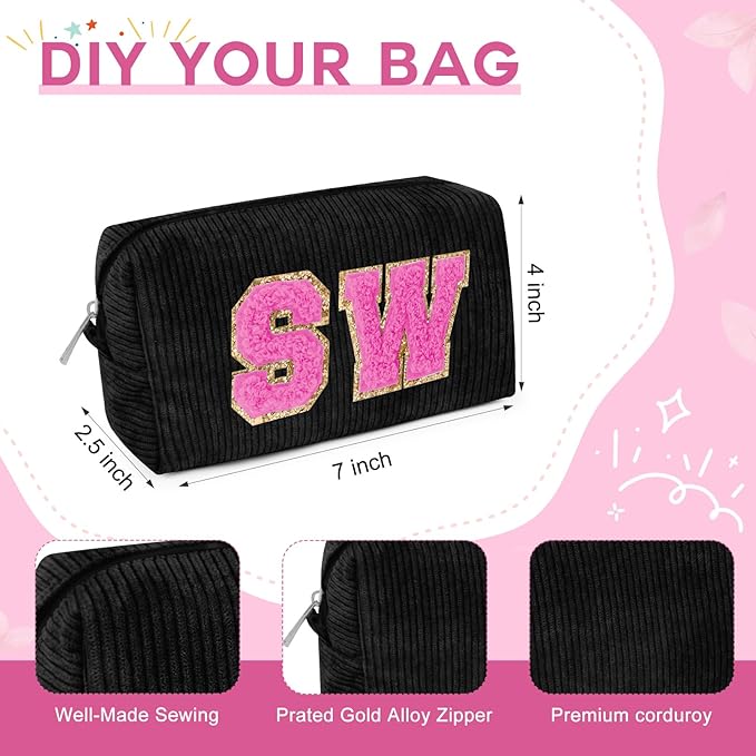 SOIDRAM Makeup Bag Preppy Cosmetic Bag Bulk Makeup Pouch Personalize Travel Toiletry Bag Organizer Cute DIY Makeup Brushes Storage Bag for Women