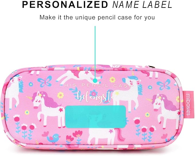 mibasies Girls Pencil Case for Kids, Multi-Slot Pencil Pouch, Flower Pink