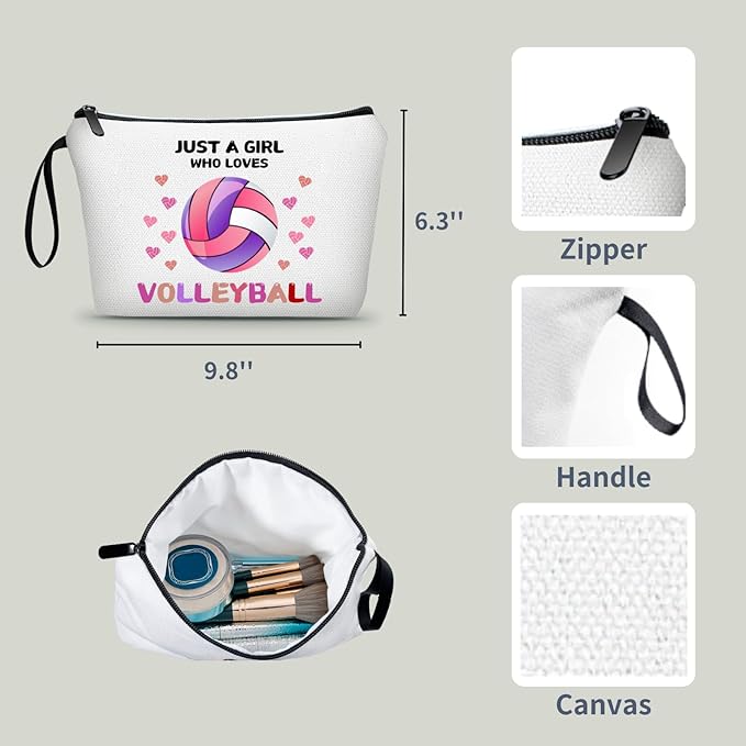 Volleyball Gifts for Teen Girls,Volleyball Gifts for Team,Volleyball Makeup Bag,Volleyball Stuff,Small Cosmetic Bag,Birthday Gifts for Friends Female,Volleyball Gifts,Christmas