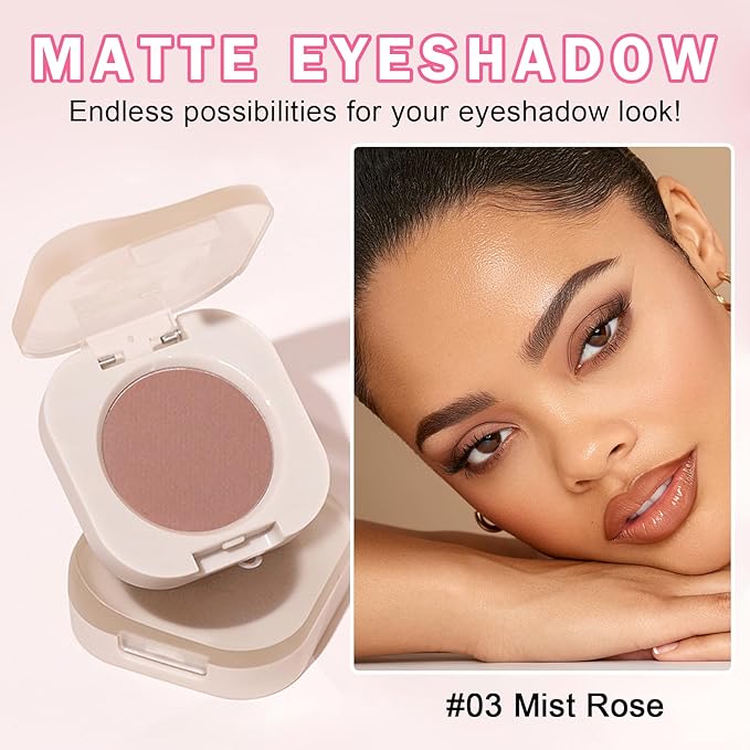 Rose Pink Matte Eyeshadow, Ultra Fine Lightweight Powder, Multiuse Blendable Makeup, High Pigment, Daily Warm Tone Eyeshadow (03 Mist Rose)