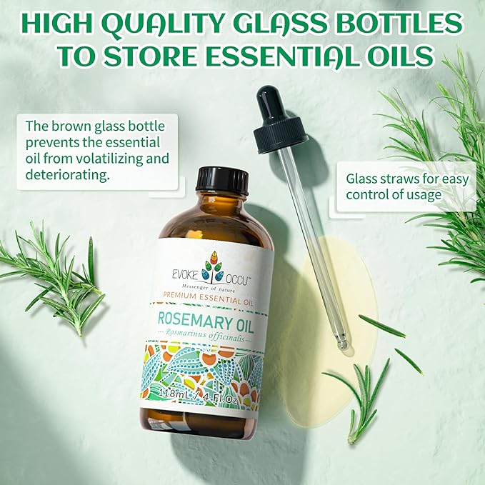 EVOKE OCCU Rosemary Oil for Hair Growth, Nourishing Scalp, Relieving Hair Loss & Reducing Dandruff - 4 Fl Oz