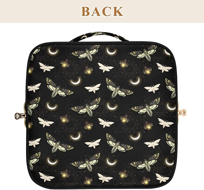 Makeup Organizer Bag, Death Moth Butterfly Travel Makeup Bags Makeup Vanity Case Large Capacity Rhombus Cosmetic Toiletry Bag for Girl Women Ladies