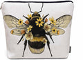 Women Makeup Organizer Bag Bumblebee Bumblebee Honey Bee Sunflowers Yellow Flax Cosmetic Bag Makeup Bags Toiletry Bag Accessories Organizer Travel Bags For Home Bathroom Office Hotel Gym