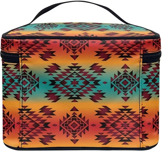 JoyLamoria Aztec Southwestern Cosmetic Bag Travel Women Girls Makeup Bag Wallet Coin Purse