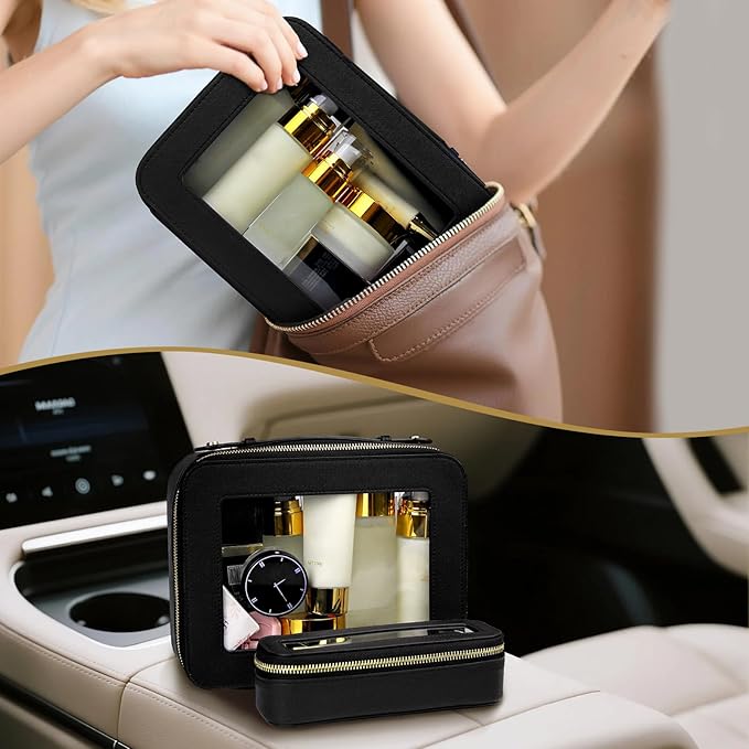 Clear Makeup Bag with Mini Cosmetic Bags,Travel Toiletry Bag for Women,Portable Cosmetic Bag Case, Transparent Waterproof Cosmetic Organizer Storage Bag for Women Men