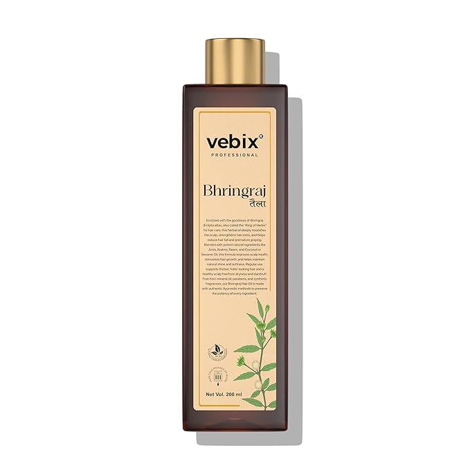 VebixProfessional Ayurvedic Bhringraj Taila | Hair Growth & Hairfall Control Hair Oil with Bringharaj Oil & CoconutOil | Men & Women, 200ml