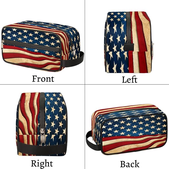 4Th Of July Usa Flag Travel Toiletry Bag for Women Men Lightweight Cosmetic Makeup Bag Organizer Waterproof Shaving Bag Dopp Kit with Large Capacity for Toiletries and Shaving Accessories