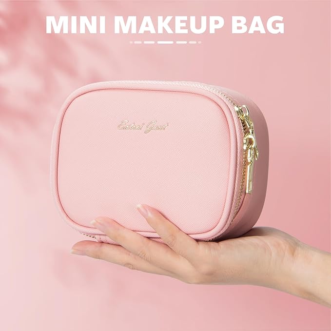 Small Makeup Bag with Led Mirror, Mini Travel Make up Bag 3 Light Modes Adjustable Brightness, for Women Organizer Cosmetic Bag, Portable Travel Train Toiletry Bag, for Pool Parties Work Touch-Ups