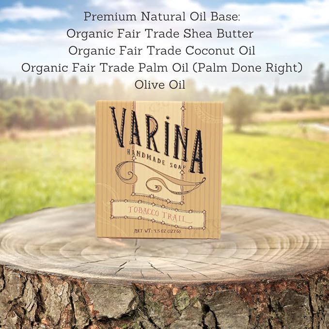 Natural Tobacco Trail Bar Soap - Gentle Cleansing for Sensitive Skin, Earthy Scents - 3 Pack