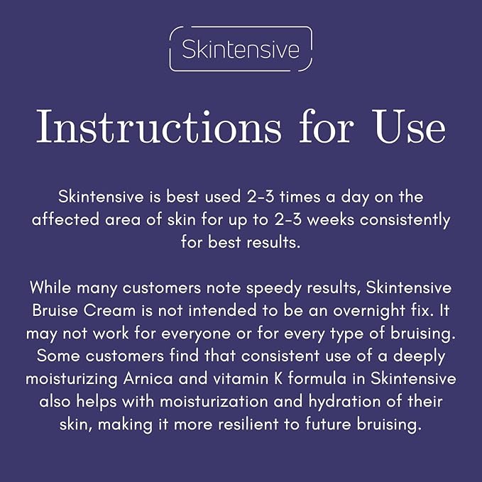 SKINTENSIVE Arnica Bruise Cream for Thin Skin - Moisturizing, Vitamin K C and E, Skin Renewal, 4 Oz [Jar May Vary]
