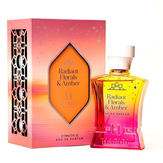 H HABIBI Radiant Florals & Amber Musk Arabian Perfume for Women – 2.5 oz (75ML) Long Lasting Women's Fragrance, Soft Floral Scent with Violet, Rose & Jasmine Notes