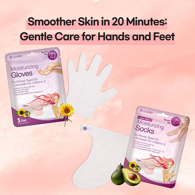 Epielle Moisturizing Hand Mask 6 Pairs, Deep Moisturizing Gloves for Dry, Cracked Hands, Self Care Gifts for Women, Spa Kit, Stocking Stuffers, Thanksgiving Essentials