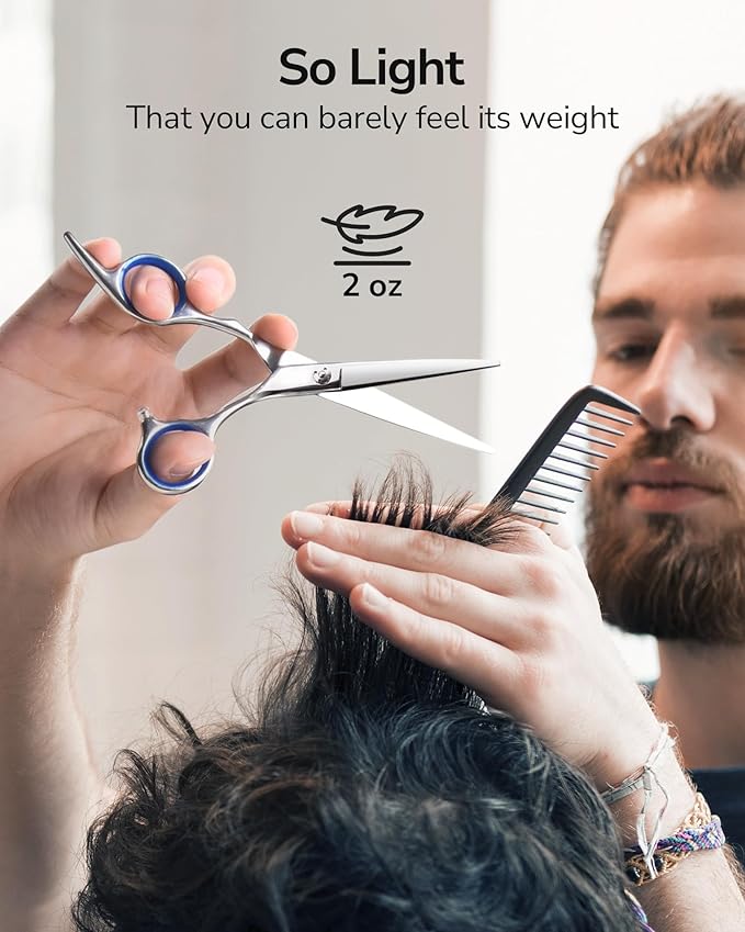 ULG Hair Cutting Scissors, Professional Hair Scissors 6.5 inch Right-Hand Razor Edge Barber Shears with Leather Case Salon Hair Cutting Shears Made of Japanese Stainless Steel, Hand Sharpened