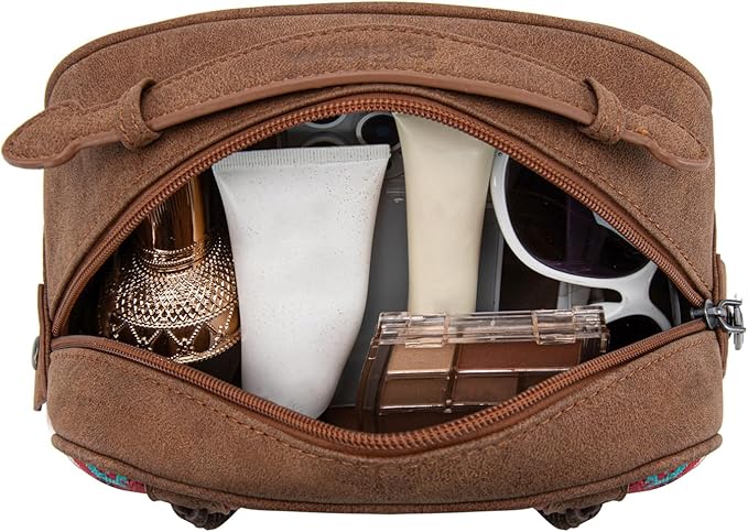 Montana West Wrangler Makeup Bags for Women Portable Aztec Toiletry Bag Southwestern Travel Cosmetic Organizer for Gift