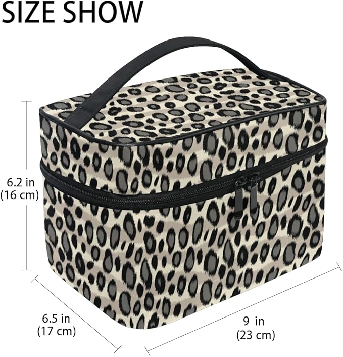 Makeup Bag, Leopard Skin Animal Print Travel Makeup Organizer Bag Cosmetic Cases Toiletry Bags for Girl Women Ladies
