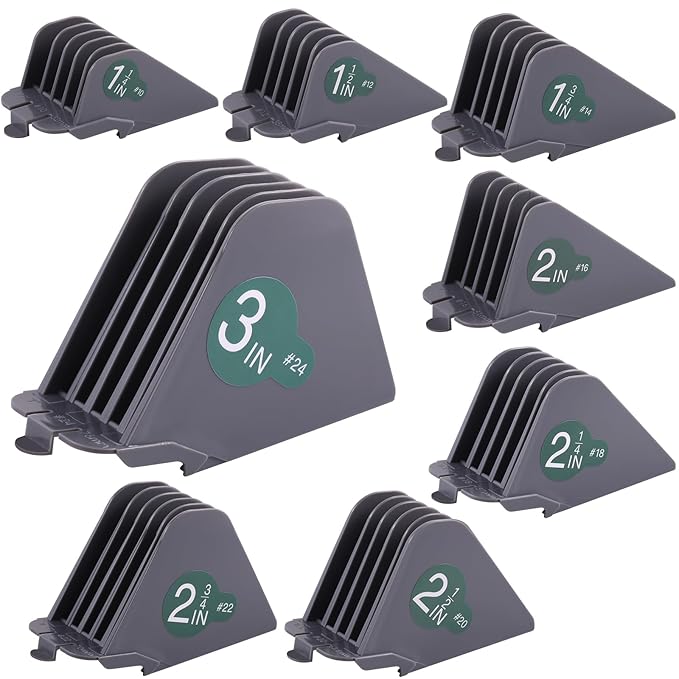 Extra Long Clipper Guards for most Wahl Clippers, 3 Inch Hair Clipper Combs Guides, Fit Wahl Clipper Guides Attachments - 1.25" to 3", 8 Piece Set, Gray Color