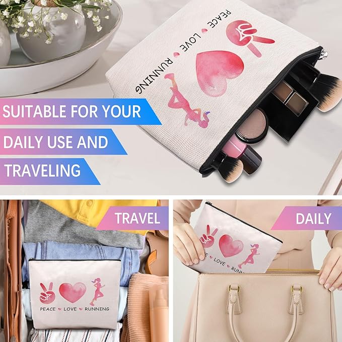 Cosmetic Case for Women, Running Gifts, Travel Pouch, Waterproof, Christmas Birthday Gifts for Running Gym Sport Runner Marathon Lover