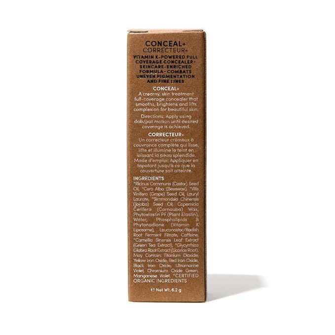 Fitglow Beauty Conceal+ | Vegan Full Coverage Concealer Skincare with Vitamin K + Green Tea | Corrects Dark Circles, Blemishes & Redness | Non-Creasing, Natural Finish | C2-6g
