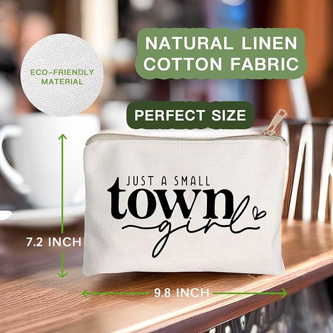 Just a Small Town Girl Makeup Bag Country Girl Gift, Southern Girl Small Town Girl Cosmetic Bag Positive Gift Journey Pouch to Her Teen Girl’s Birthday Gift Travel Bag