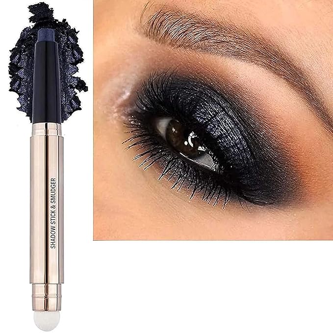 Eyeshadow stick and Makeup Brush Smooth Cream Shimmer Pencil Long Lasting Waterproof Buildable Eye Shadow Hypoallergenic Highlighter Multi-Dimensional eyes Look Glitter Primer Palette