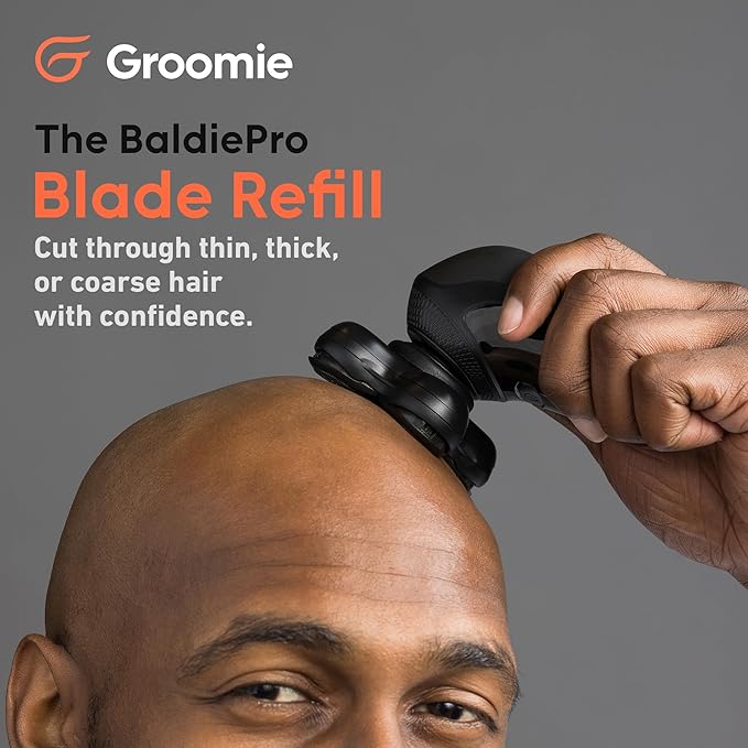 Groomie BaldiePro Cordless Bald Head Shavers for Men, Blade Refill - Waterproof Electric Head Shavers Replacement Head - Men's Rotary Head Razor for Bald Men for Smooth Shave