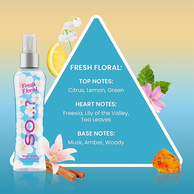 So...? Fresh Floral Body Mist for Women - 3.5 oz Body Mist - Pack of 3