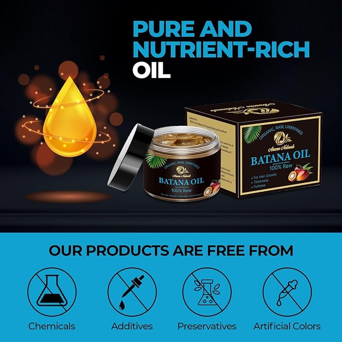 100% Pure Batana Oil – Raw, Organic & Unrefined Hair & Scalp Moisturizer | Natural Batana Hair Oil for Hair Growth | Rich in Vitamin E, Omega-6 & Phytosterols | Nourishes Dry & Damaged Hair – 4 oz