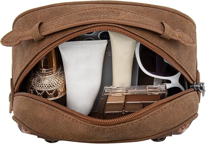 Montana West Wrangler Makeup Bags for Women Portable Aztec Toiletry Bag Southwestern Travel Cosmetic Organizer for Gift